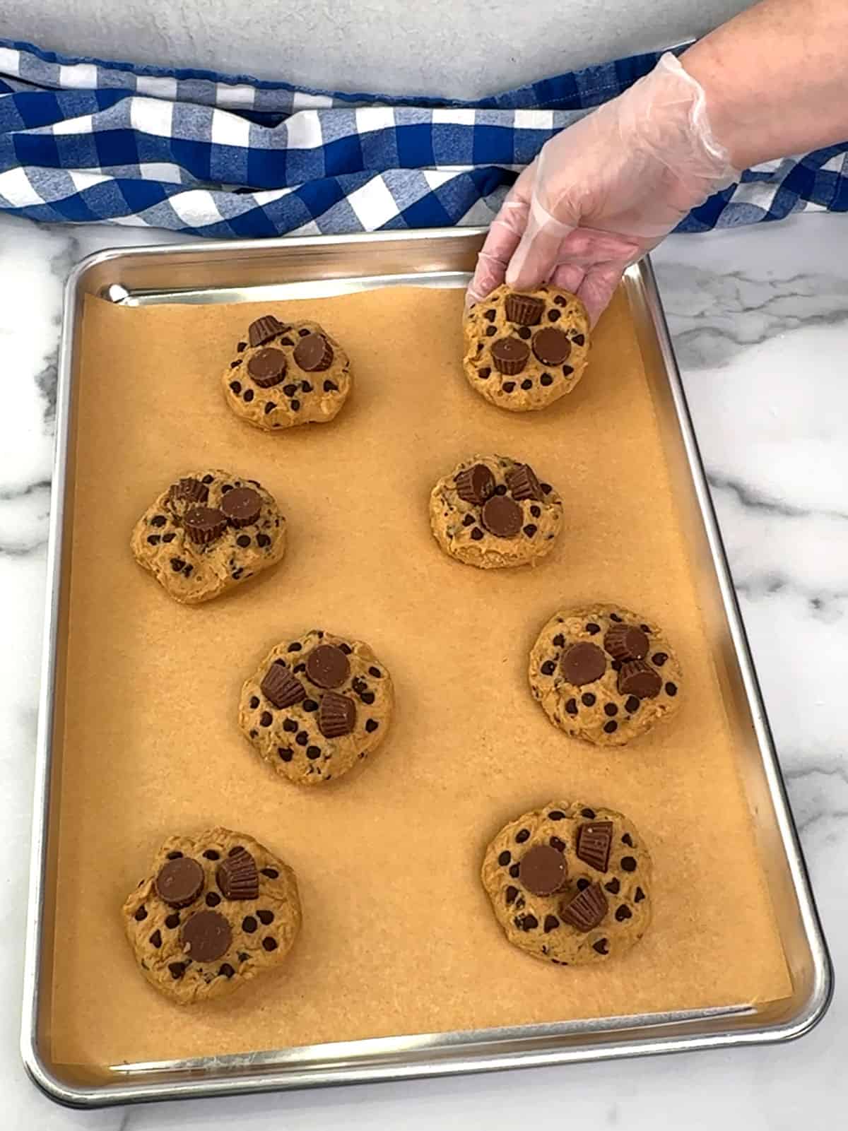 placing dough on prepared baking pan