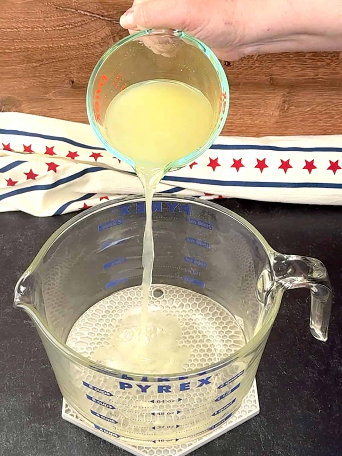 combining lemon juice and simple syrup