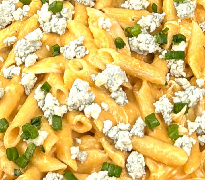 Quick and Easy One Pot Cheesy Buffalo Chicken Pasta with Rotisserie
