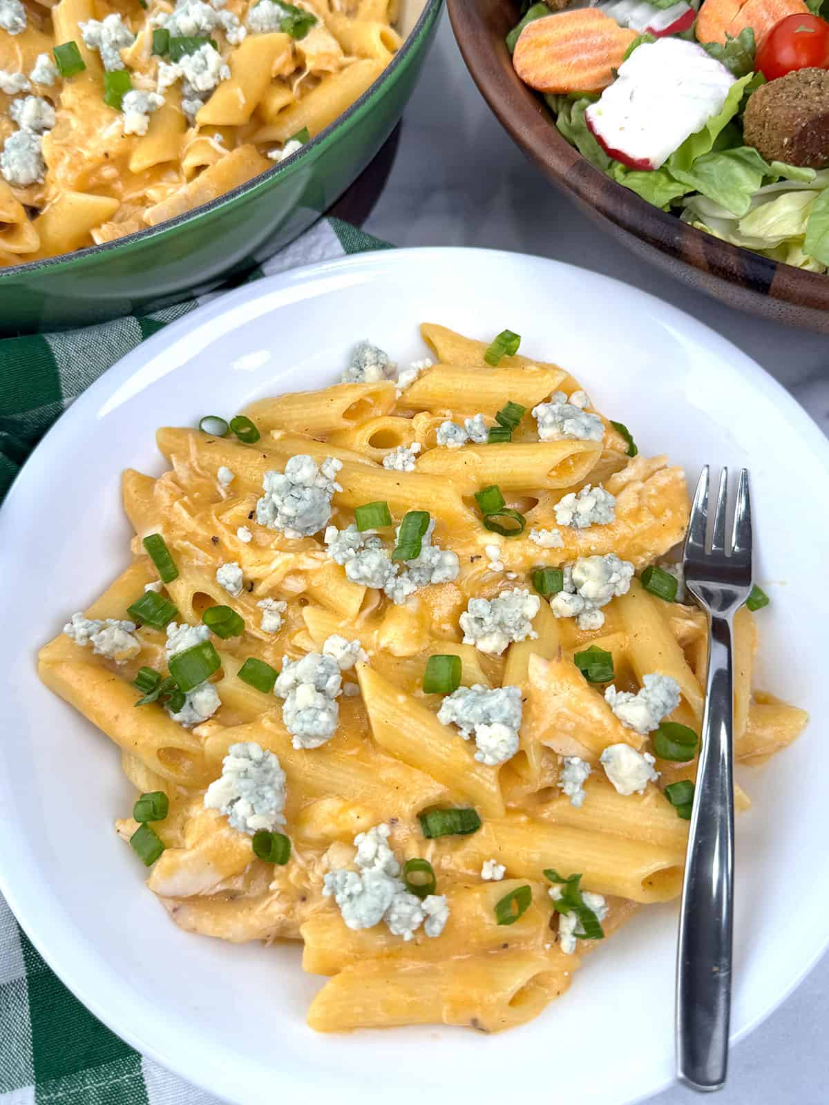 Quick and Easy One Pot Cheesy Buffalo Chicken Pasta with Rotisserie