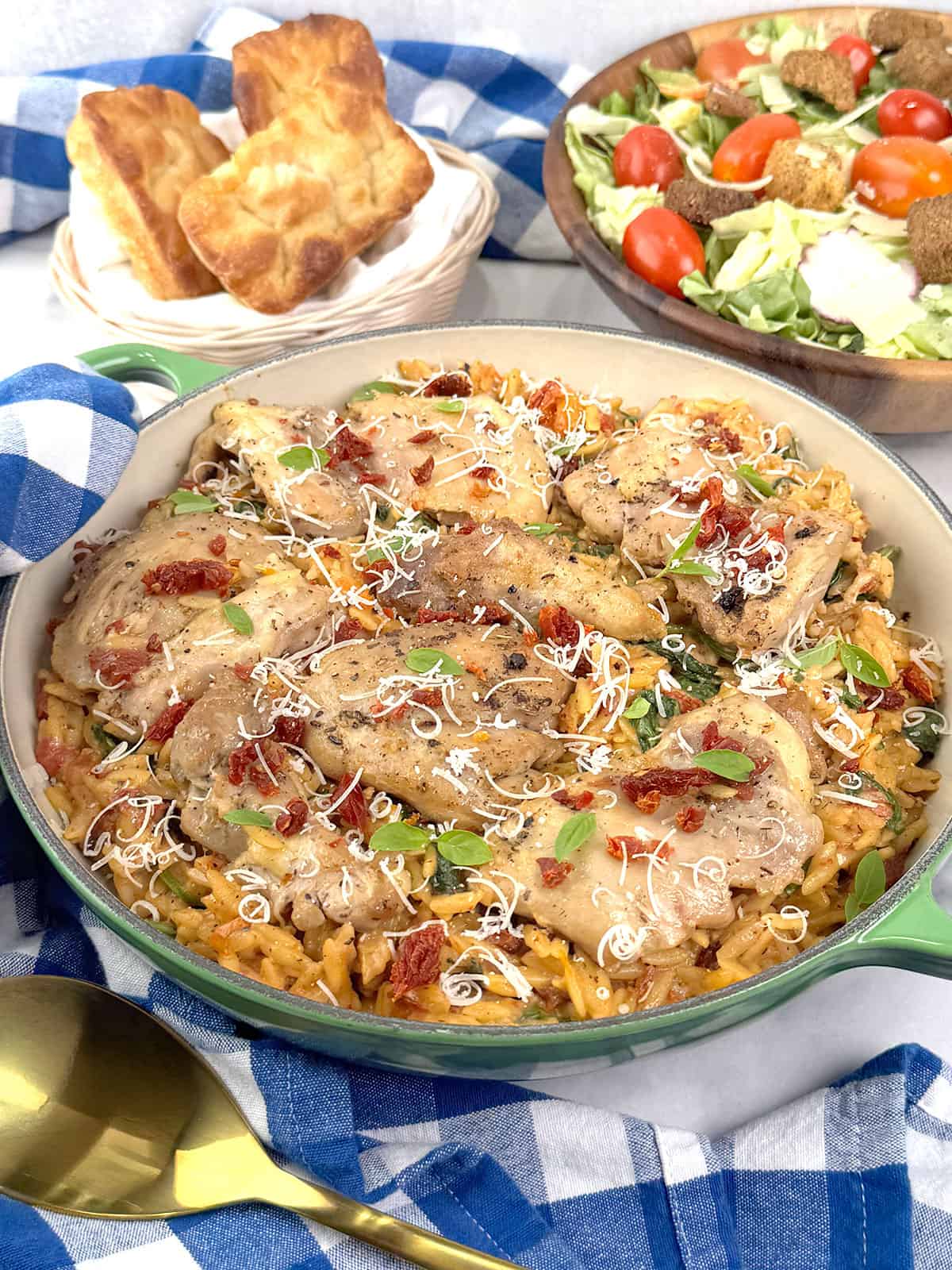Easy One-Pan Tuscan Chicken with Orzo