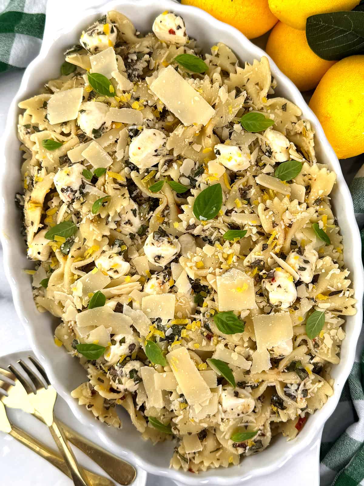 Easy Lemon Basil Pasta Salad with Fresh Mozzarella