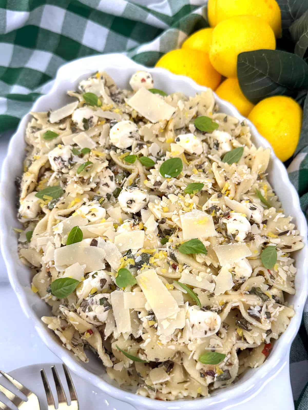 Easy Lemon Basil Pasta Salad with Fresh Mozzarella