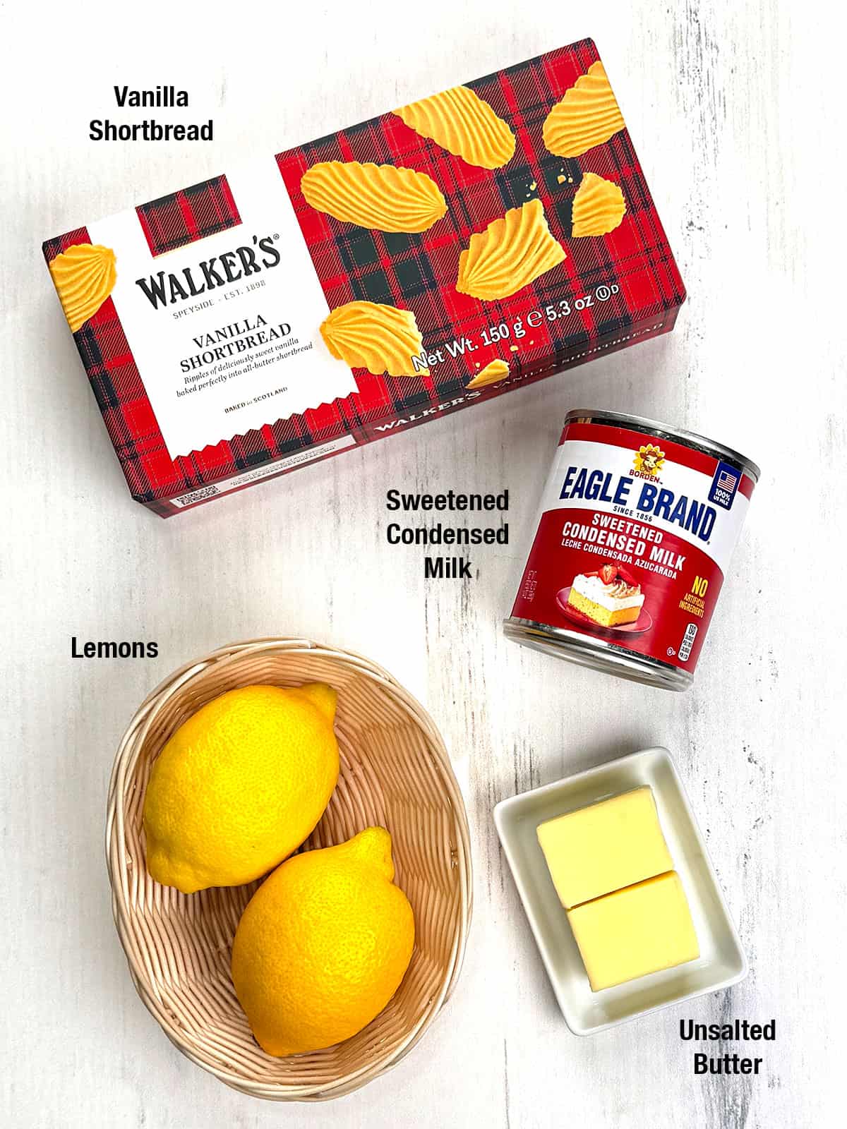 Ingredients for Easy No-Bake Creamy Lemon Tart