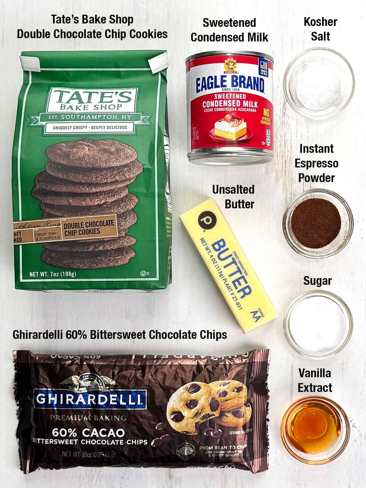 Ingredients for Easy No-Bake Fudgy Chocolate Squares