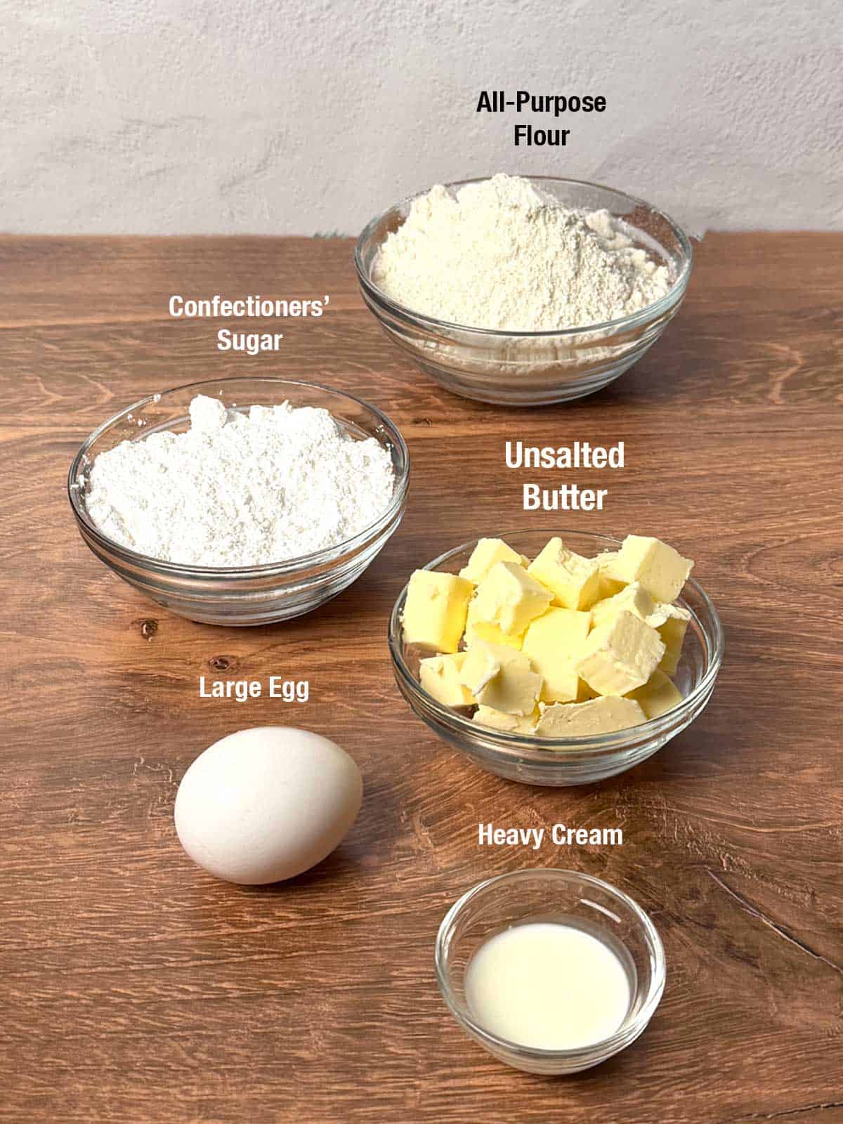 Ingredients for pâte sucrée