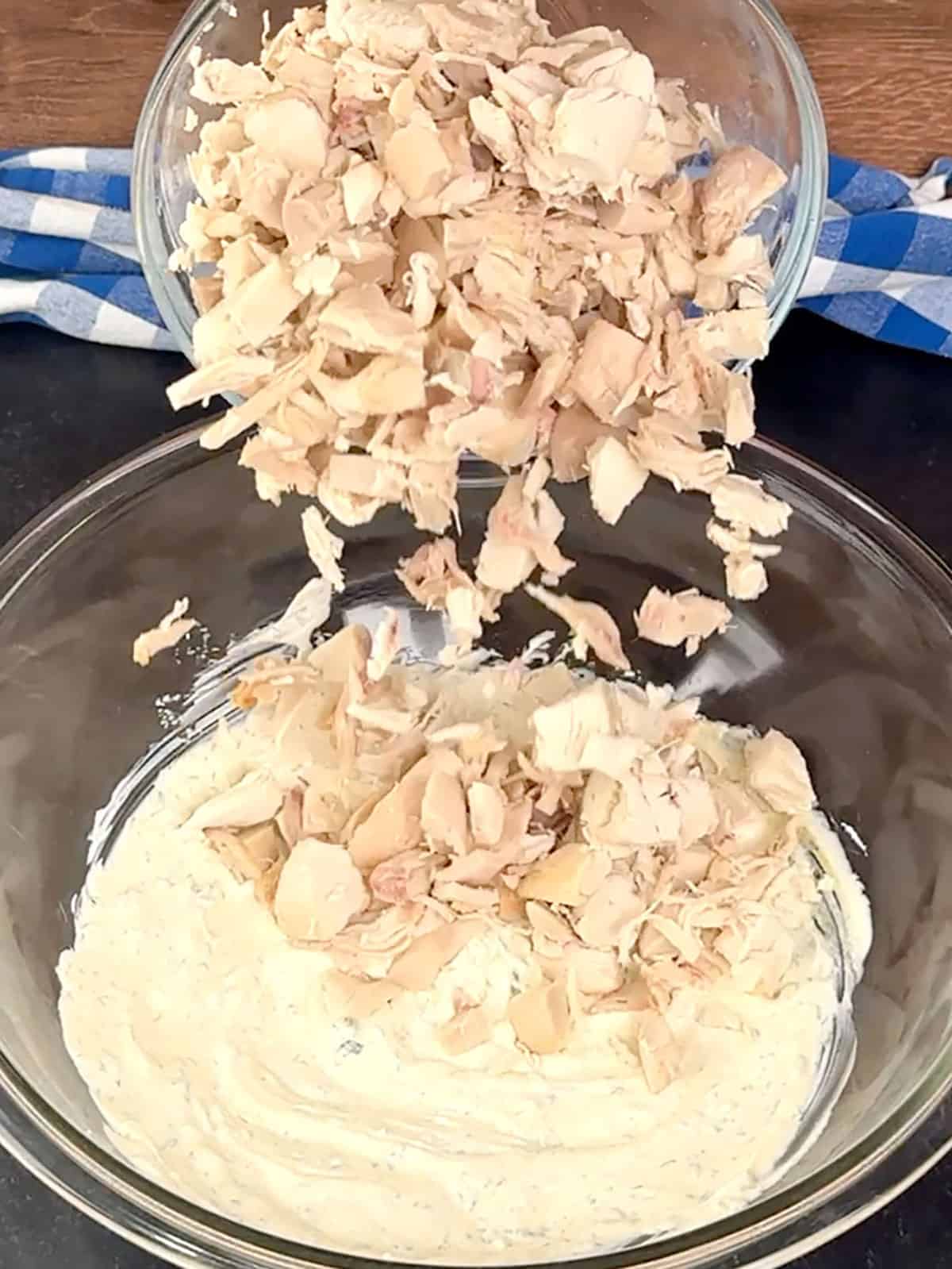 adding rotisserie chicken to dressing