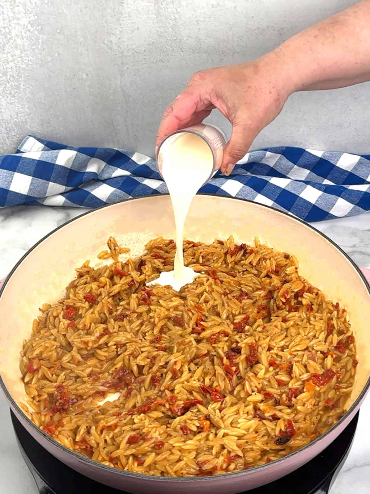 adding cream
