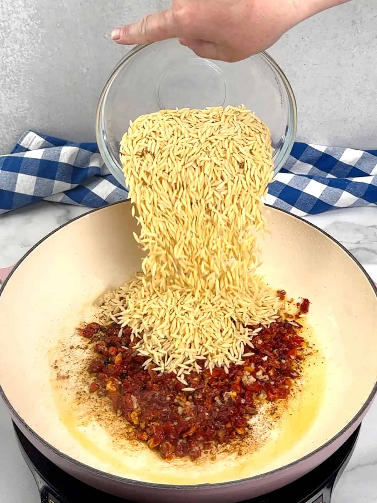 adding orzo