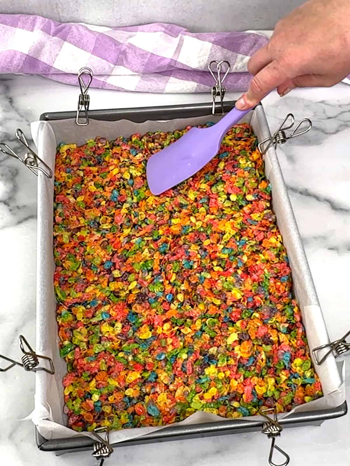 pressing mixture into pan