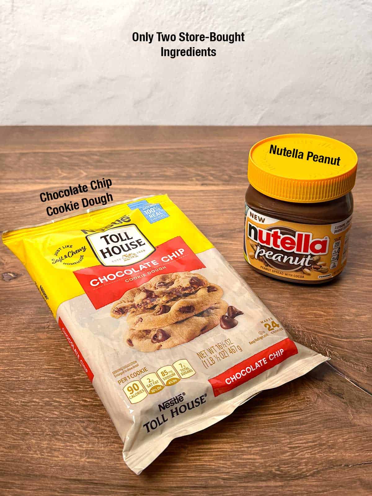 Ingredients for cookie dippers with Nutella Peanut.