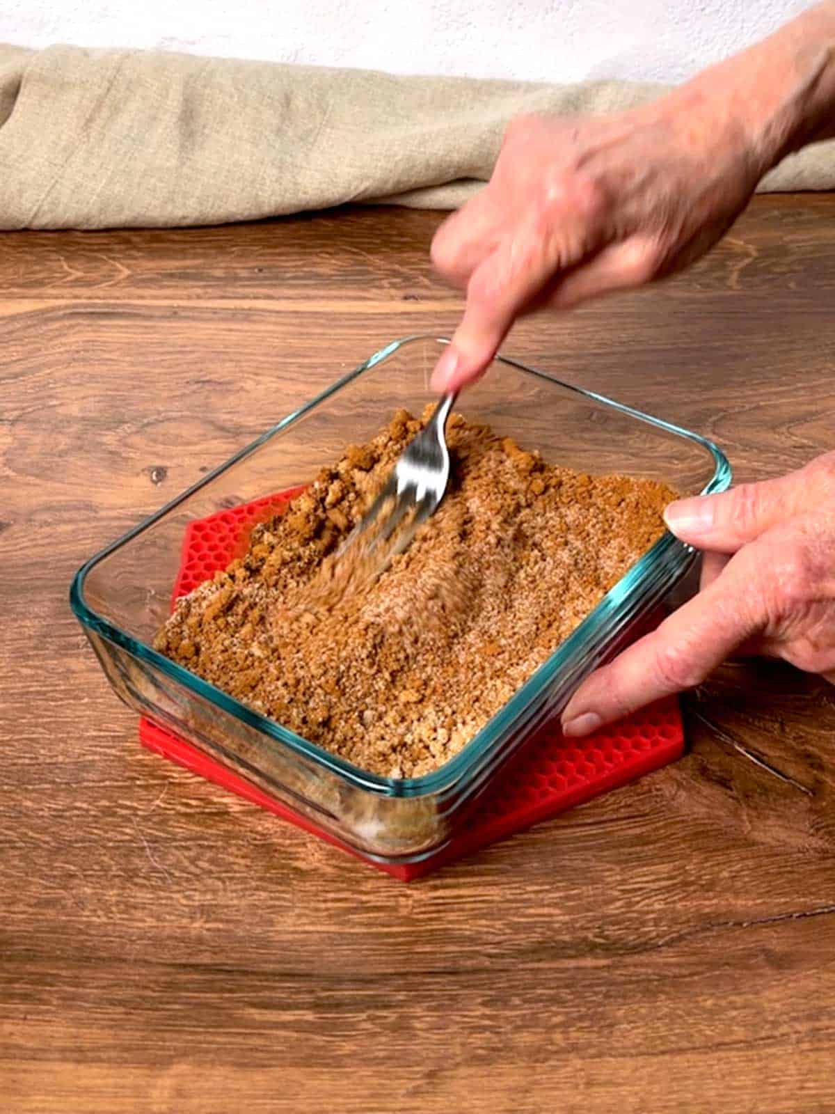 Making the cinnamon/sugar mixture.
