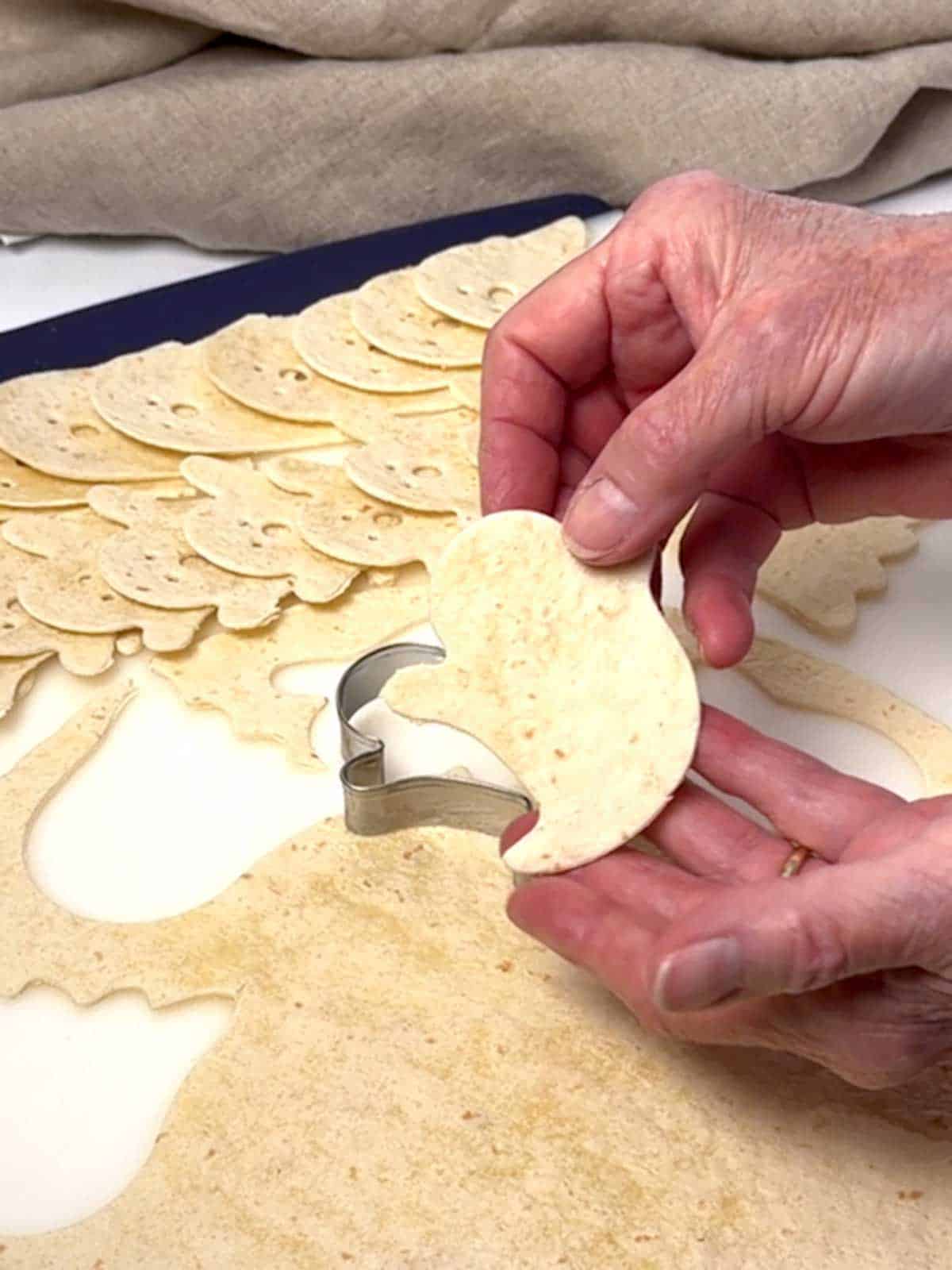 Ghost cutout of flour tortilla