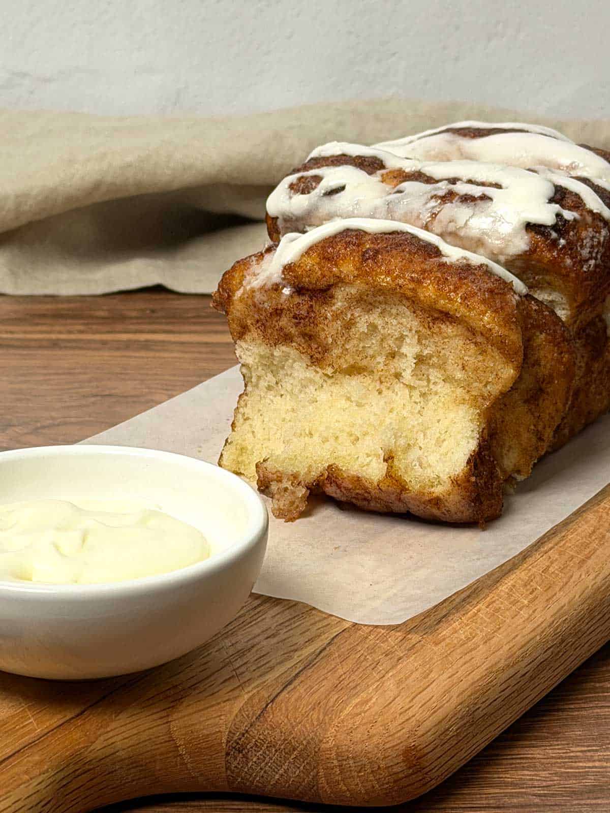 Single loaf of cinnamon bread.